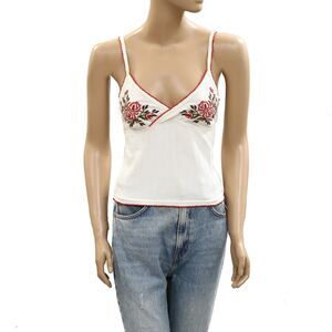 Free People Floral Embroidered Tank Cami Blouse Top Sleeveless Lace XS 284932